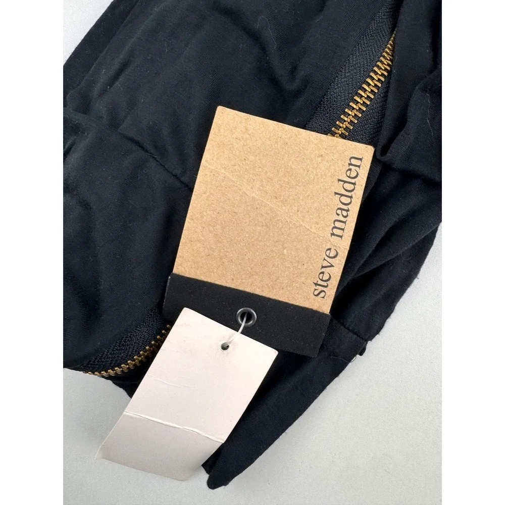 Steve Madden Black Metallic Zipper Detail‎ Moto Womens Sz Small Scarf